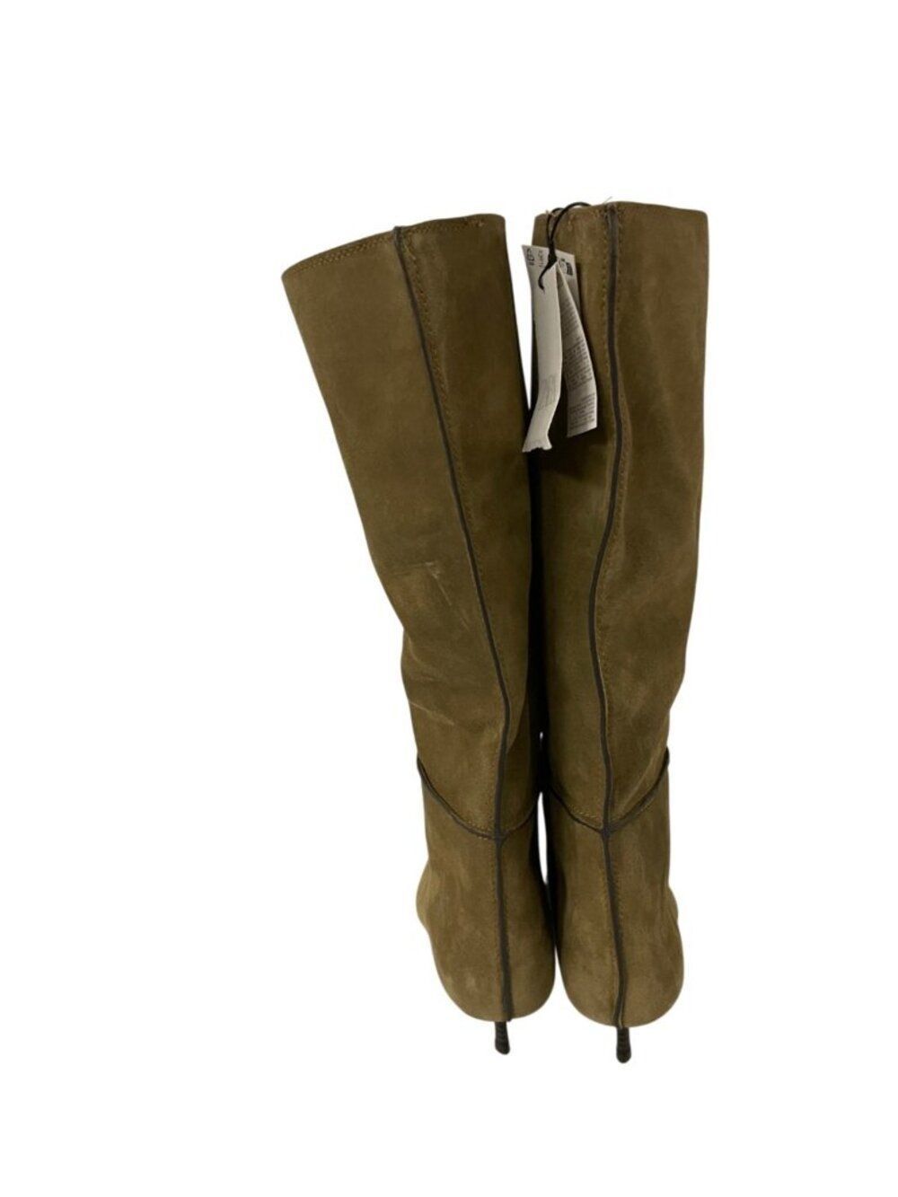 Zara Womens Suede Heeled High Boots EU 41 US 10 Tan Khaki Green 2001/610 NWOB - Picture 4 of 12
